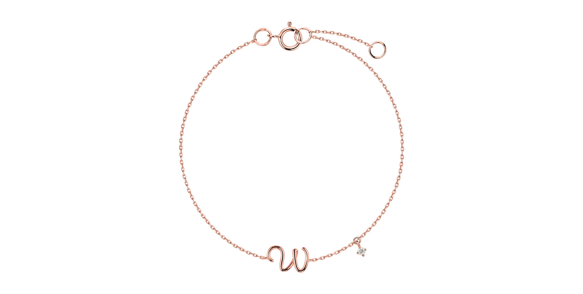 Diamond bracelet Curly Letter W