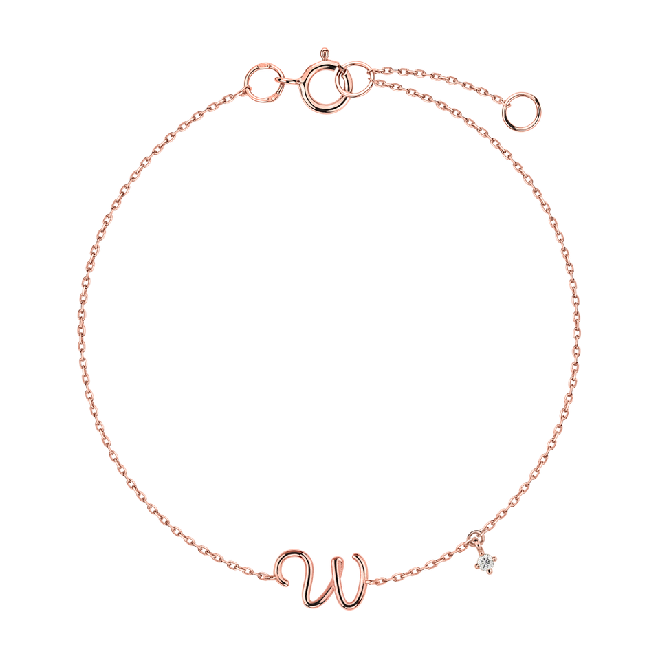 Diamond bracelet Curly Letter W