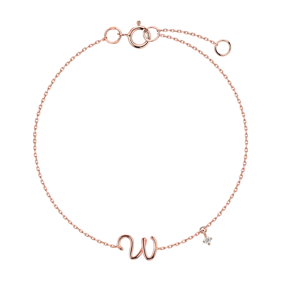 Diamond bracelet Curly Letter W