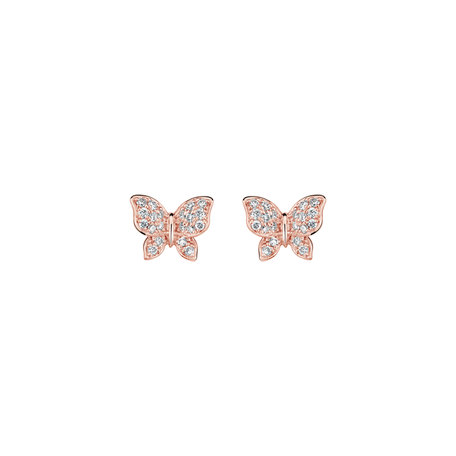 14ct rose gold diamond earrings Luck Wings