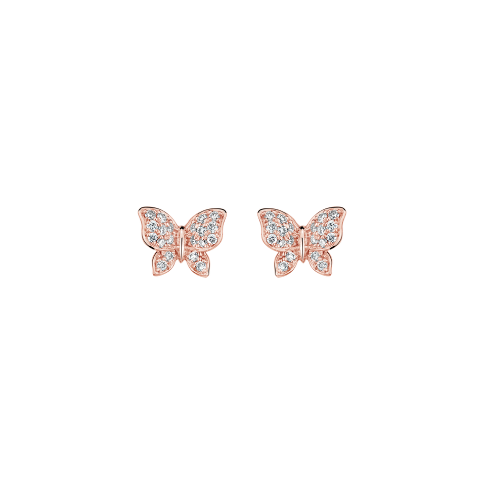 14ct rose gold diamond earrings Luck Wings