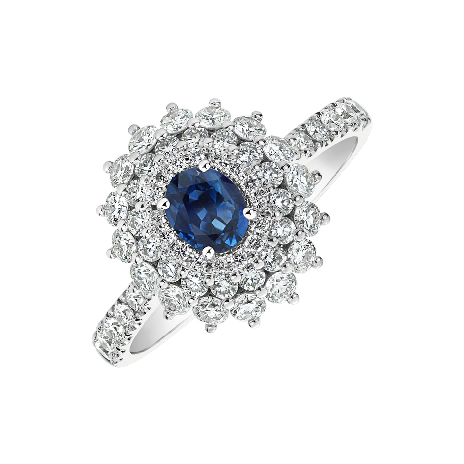Diamond ring with Sapphire Frozen Drop