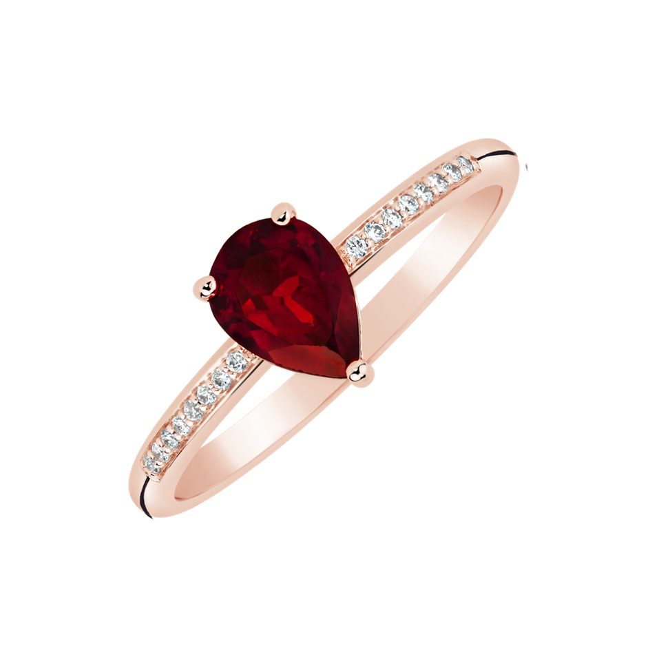 Ring with Garnet and diamonds Red Tear