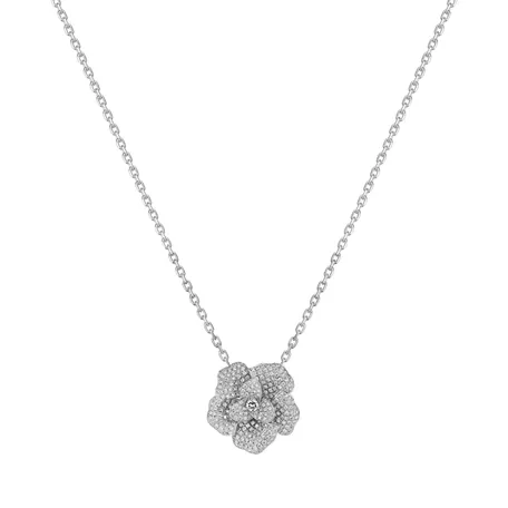 14ct white gold diamond pendant with necklace Pristine Rose