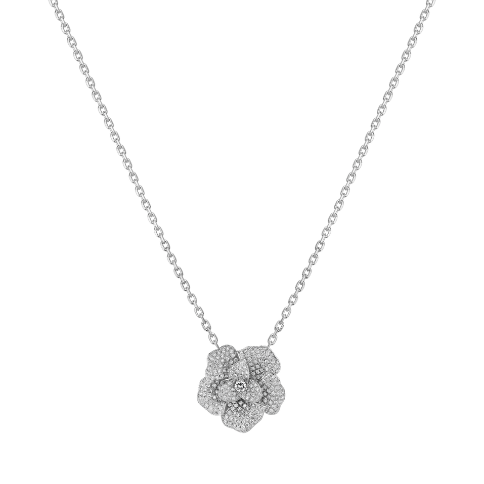 14ct white gold diamond pendant with necklace Pristine Rose