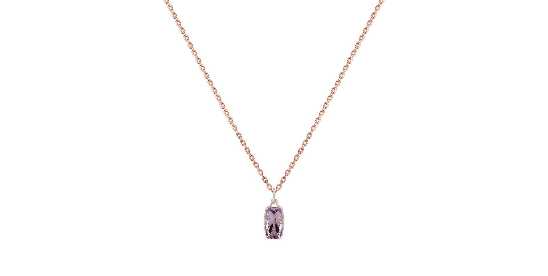 18ct rose gold diamond pendant with Amethyst Pink New Dimension