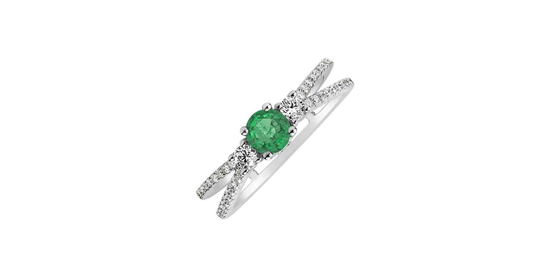 Diamond ring with Emerald Salomea