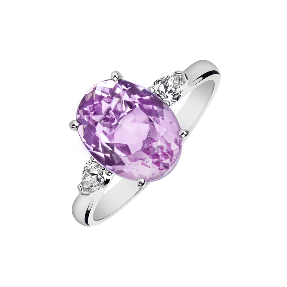 Diamond ring with Kunzite Fiona
