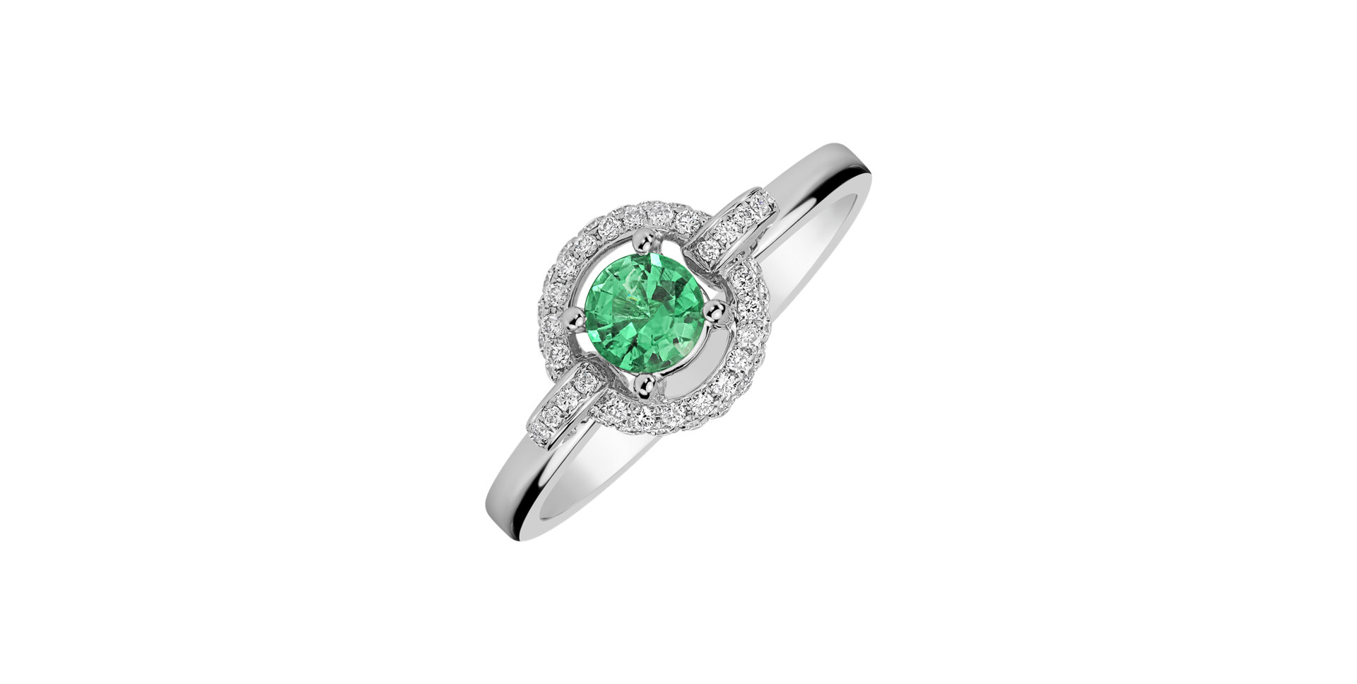 Diamond ring with Emerald Silvina