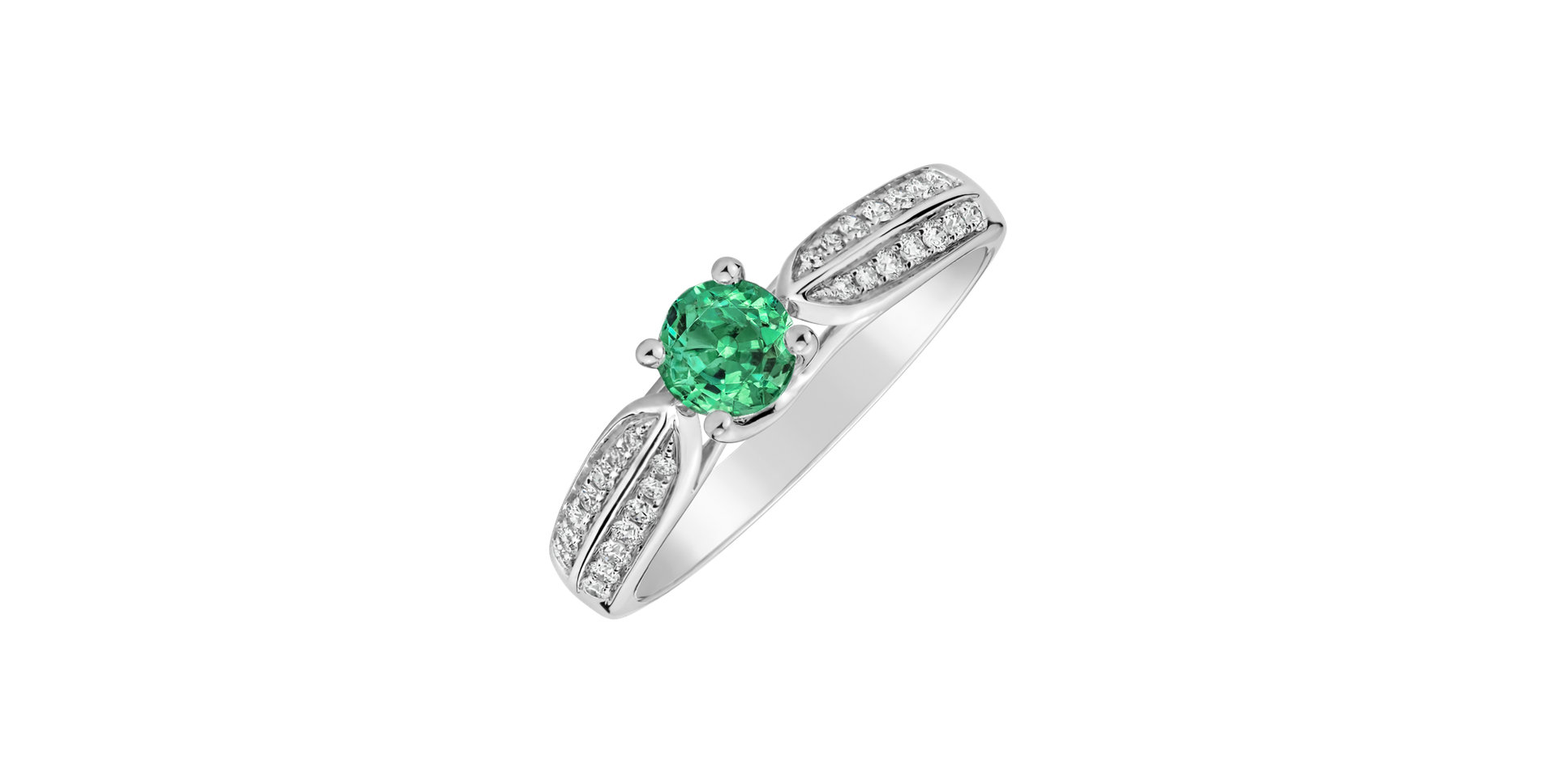 Ring with Diamonds and Emerald Luciano