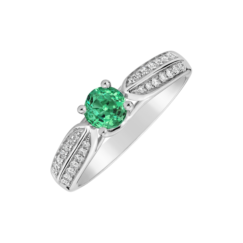 Ring with Diamonds and Emerald Luciano