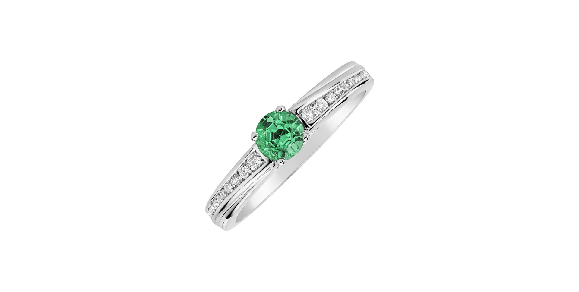 Diamond ring with Emerald Rosaly