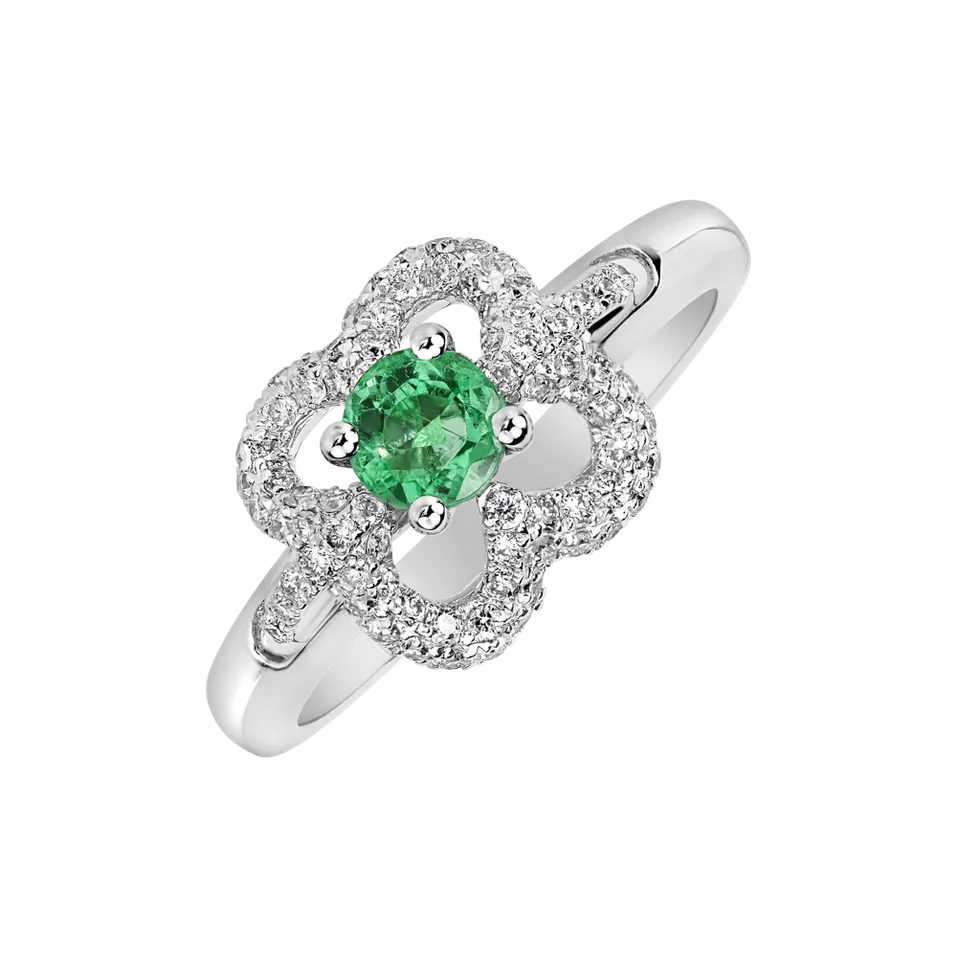 Diamond ring with Emerald Cate
