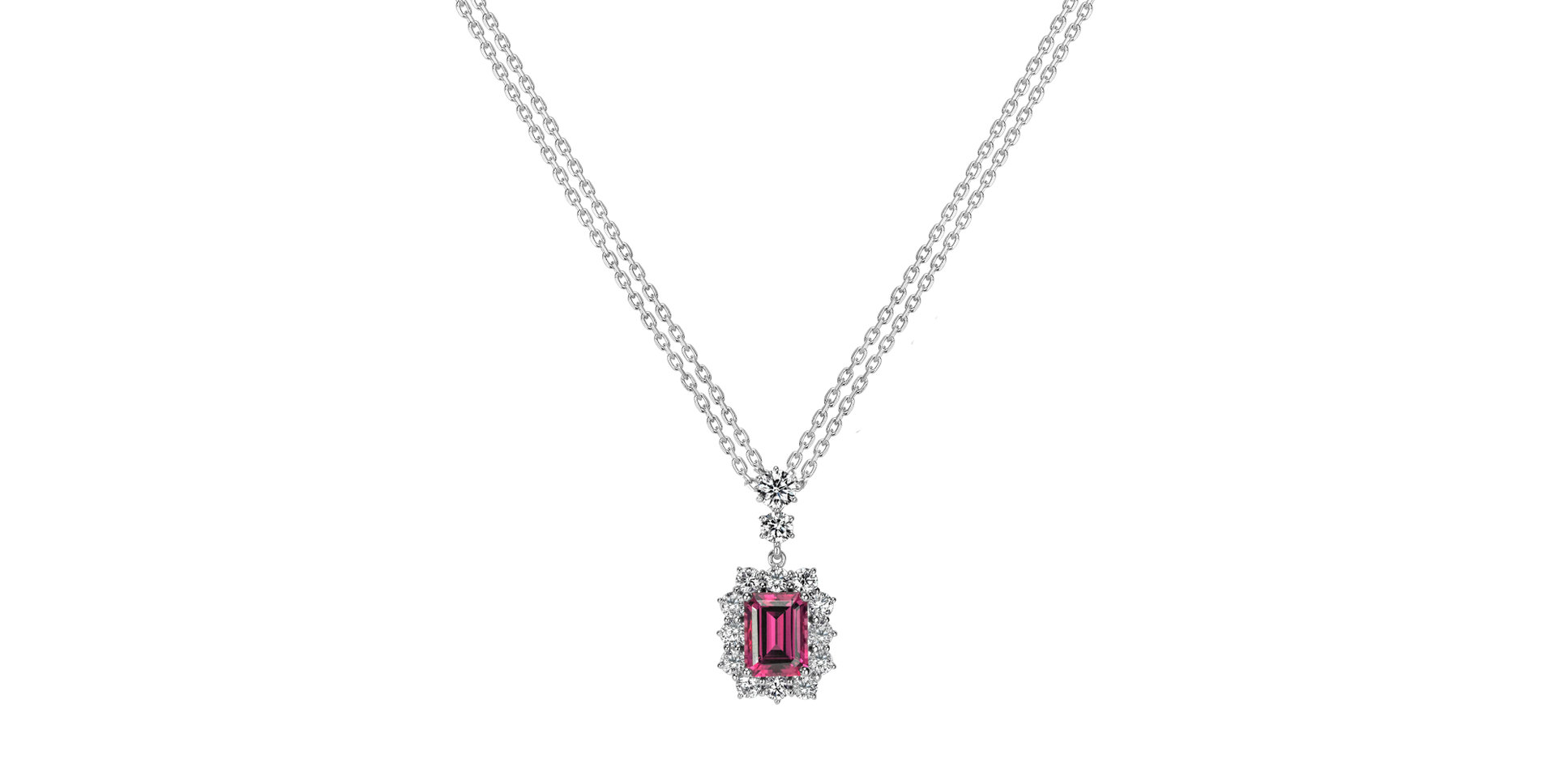 Diamond necklace with Rhodolite Rosemary