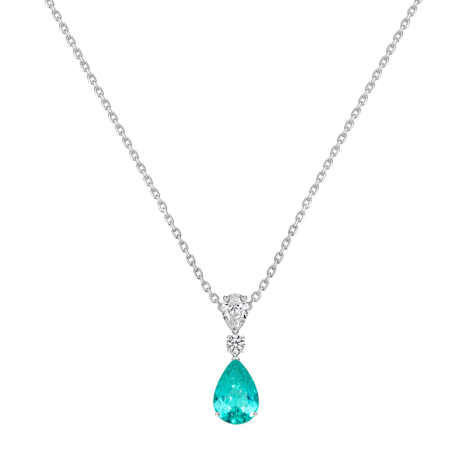 Diamond necklace with Paraiba Sea Sparkle
