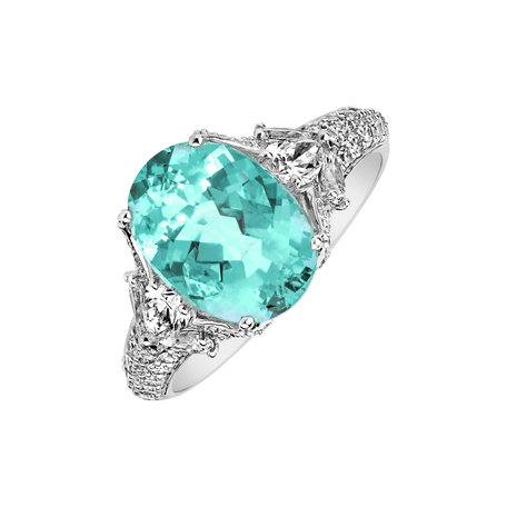 Diamond ring with Paraiba Royal Sky