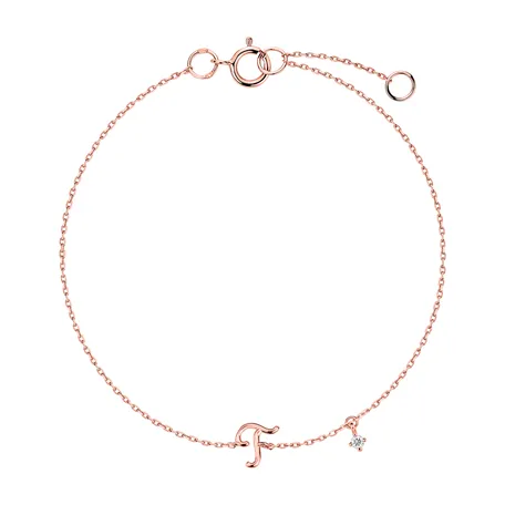 Diamond bracelet Curly Letter T