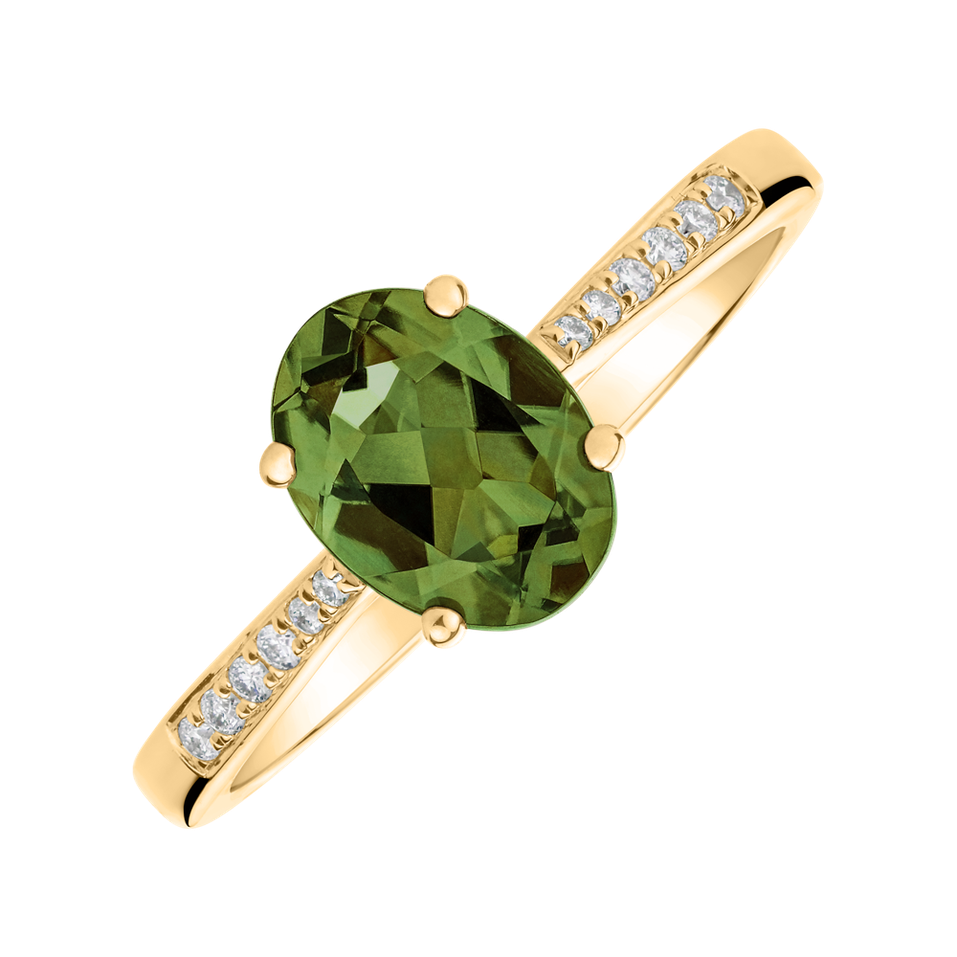 Diamond ring with Tourmaline Glory Gem