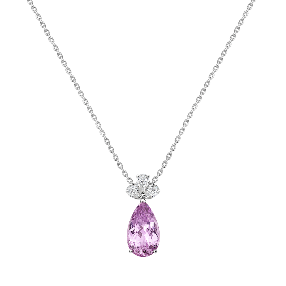 Necklace with Kunzite and diamonds Pink Whisper