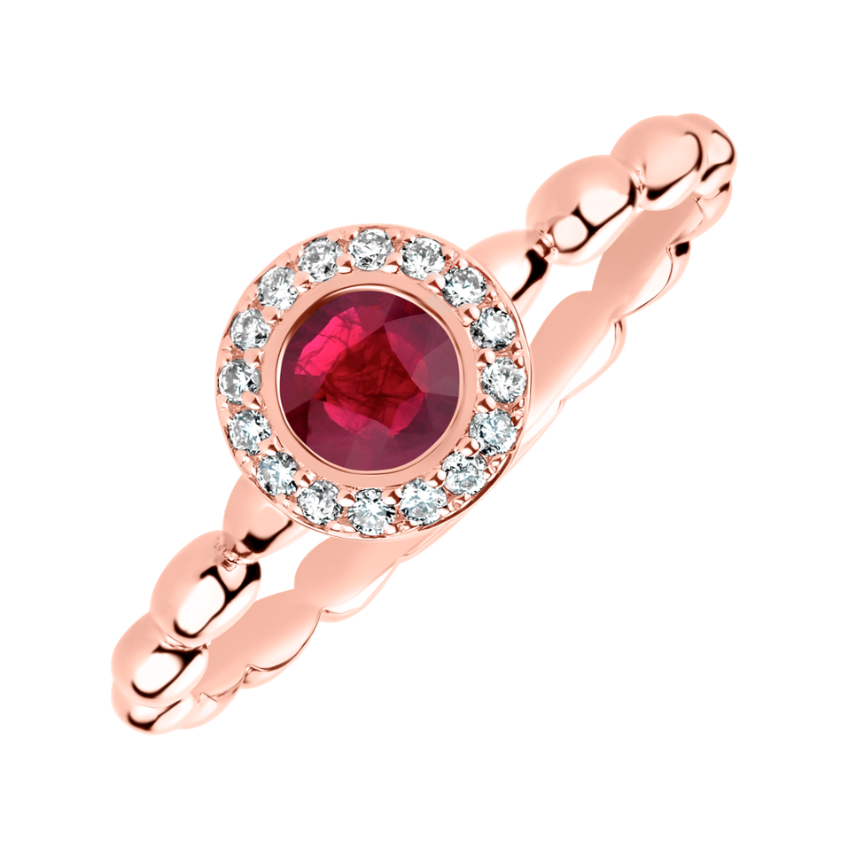 Diamond ring with Ruby Bonbon