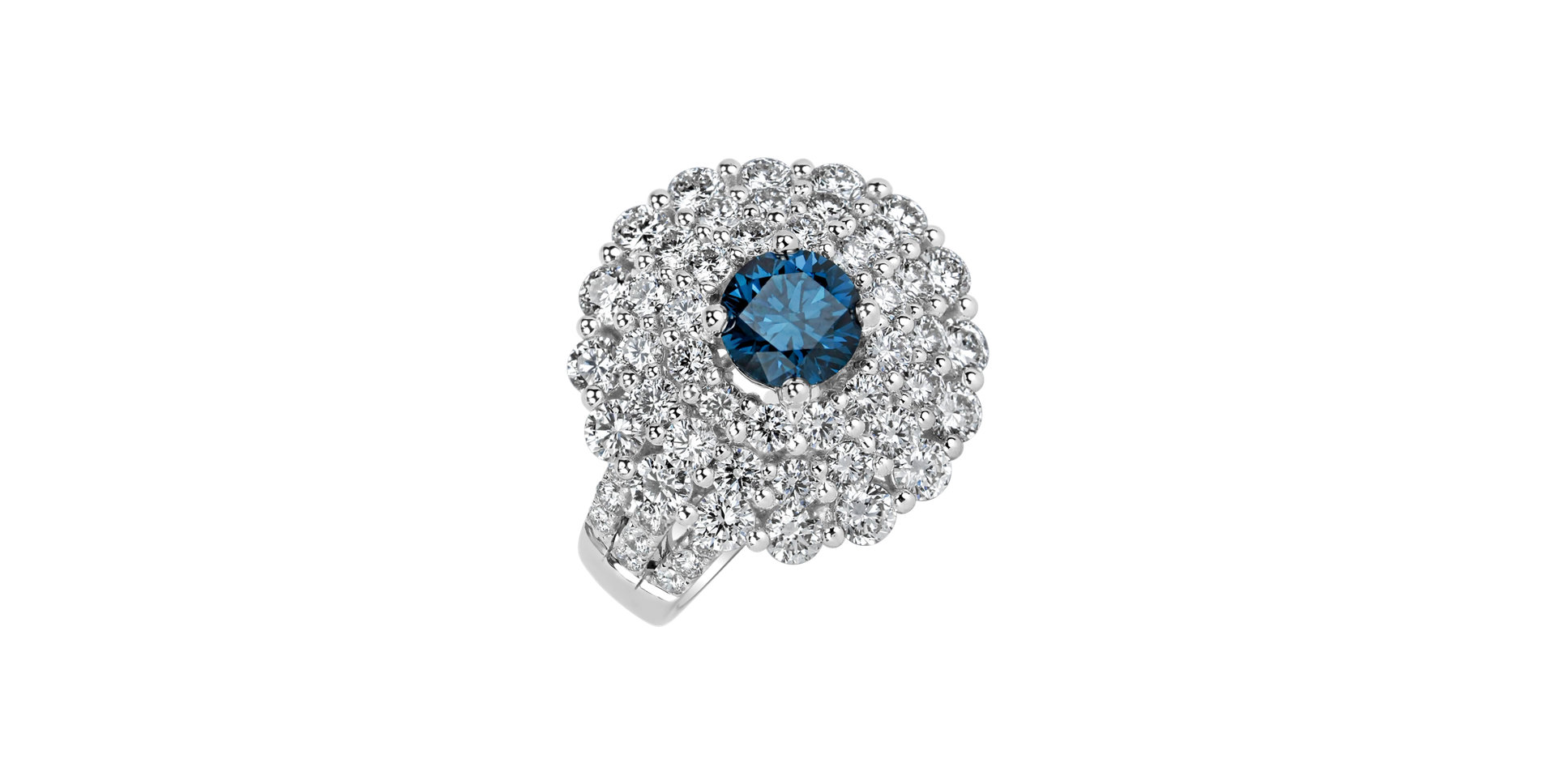 Ring with blue diamonds and white diamonds Winter Tale