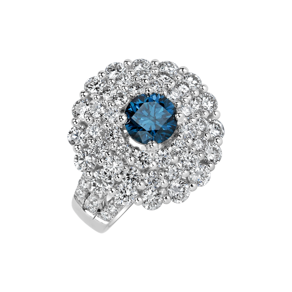 Ring with blue diamonds and white diamonds Winter Tale