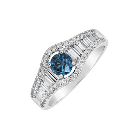 Ring with blue diamonds and white diamonds Tearful Crown