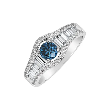 Ring with blue diamonds and white diamonds Tearful Crown