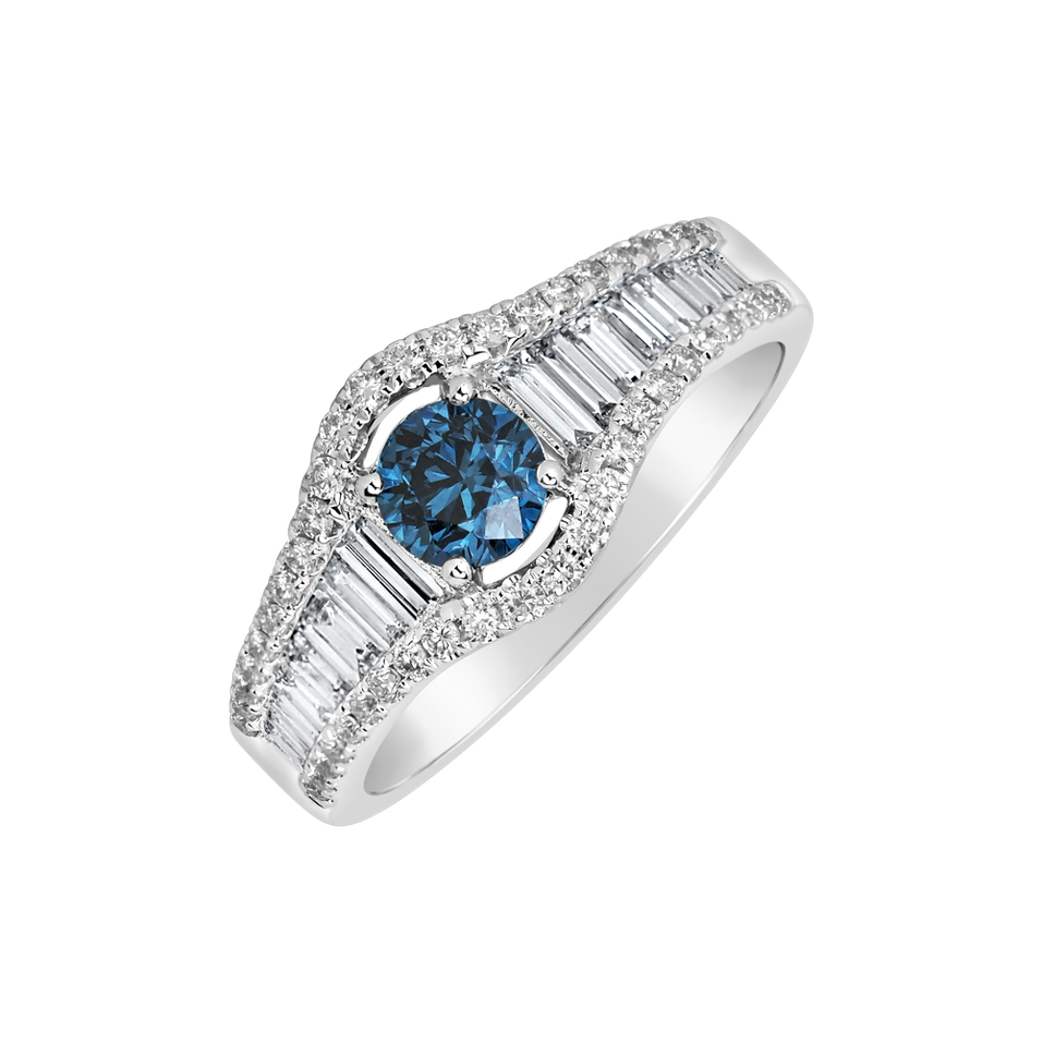 Ring with blue diamonds and white diamonds Tearful Crown
