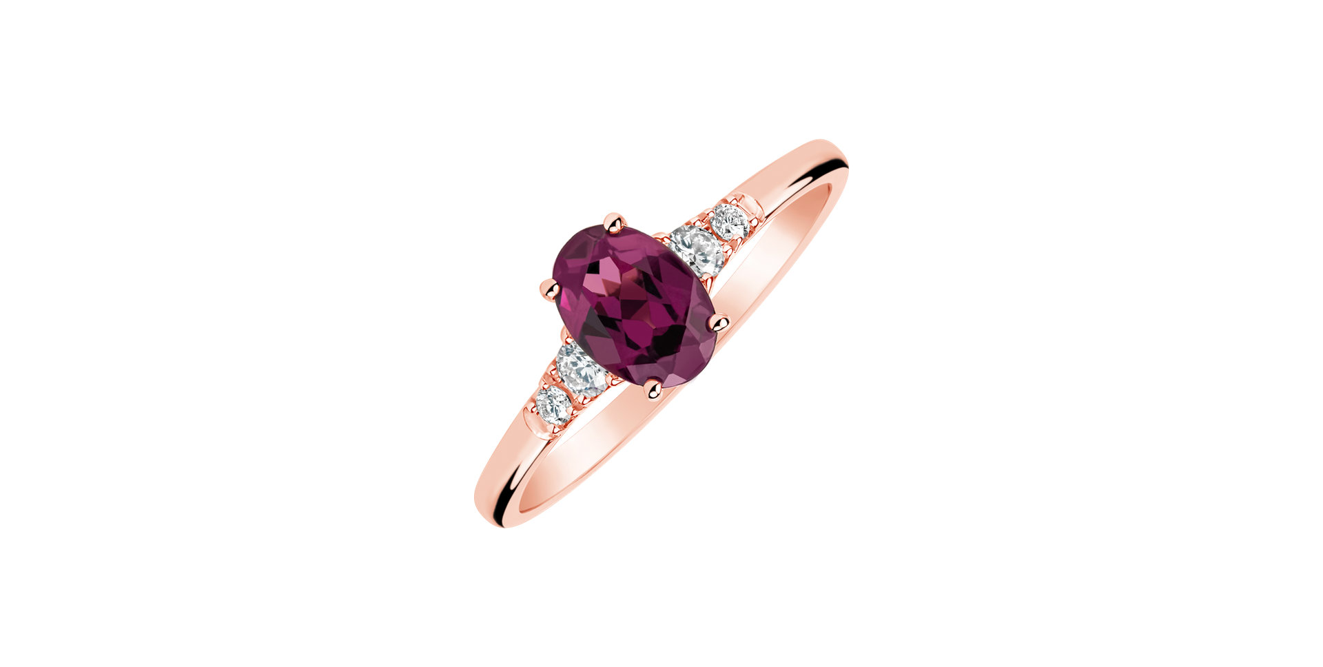 Diamond ring with Rhodolite Elysandria
