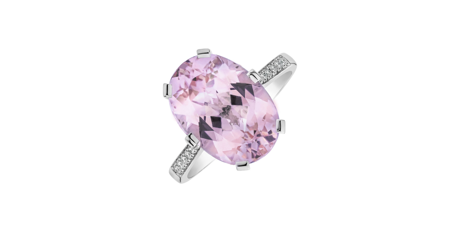 Diamond ring with Kunzite Fairytale Seraph