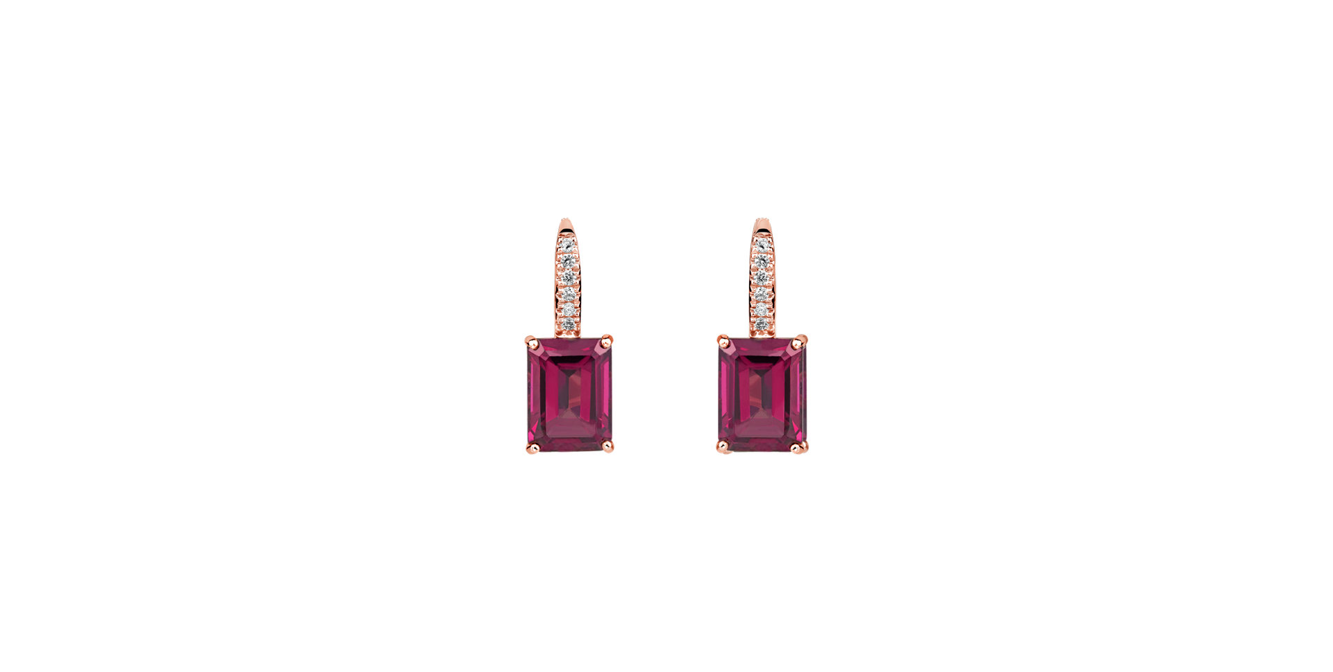 Diamond earrings with Rhodolite Carlotta