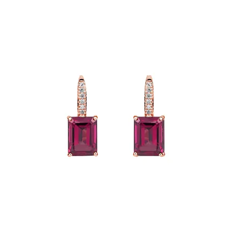 Diamond earrings with Rhodolite Carlotta