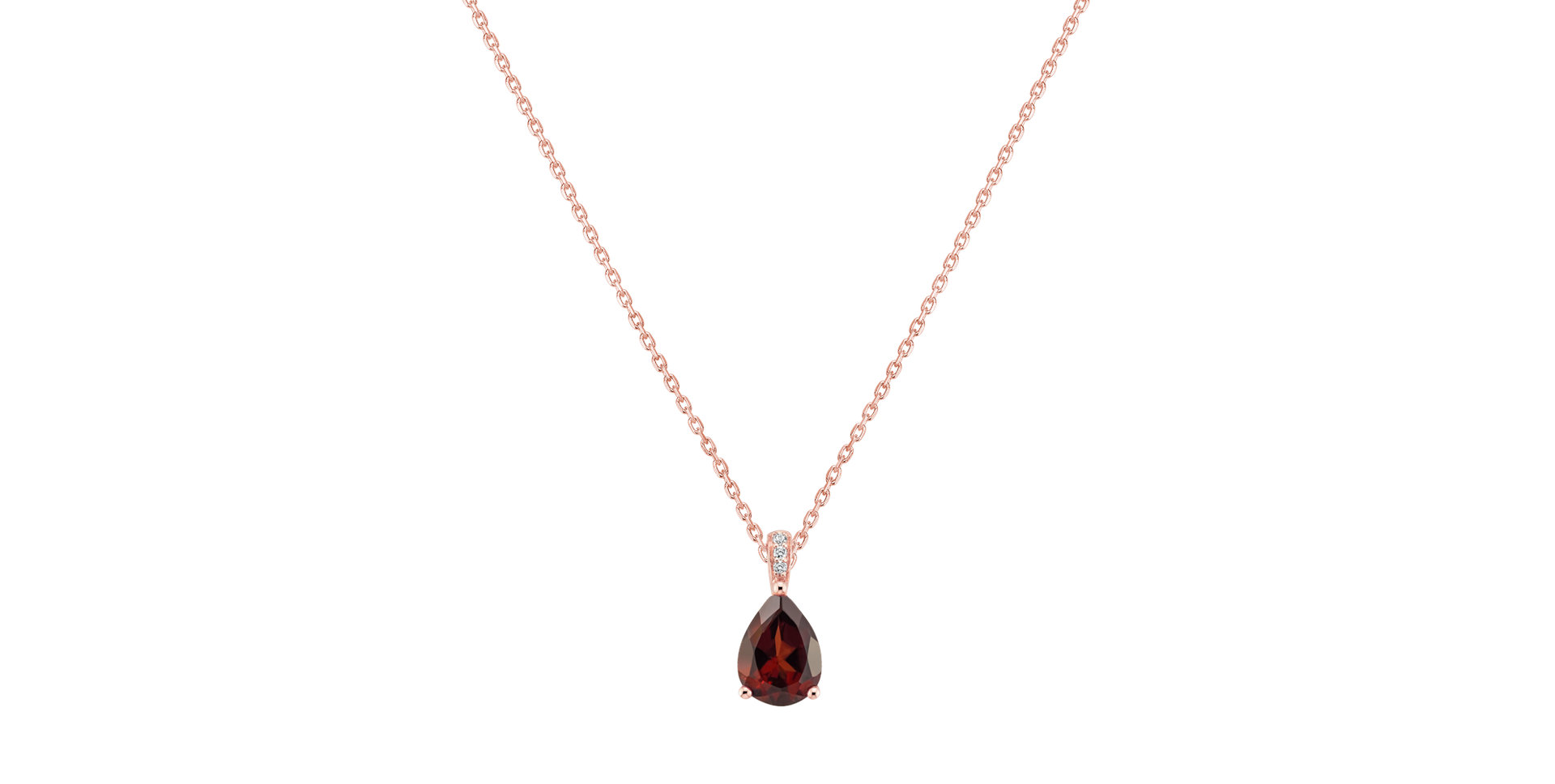 Diamonds necklace with Garnet Tearfall