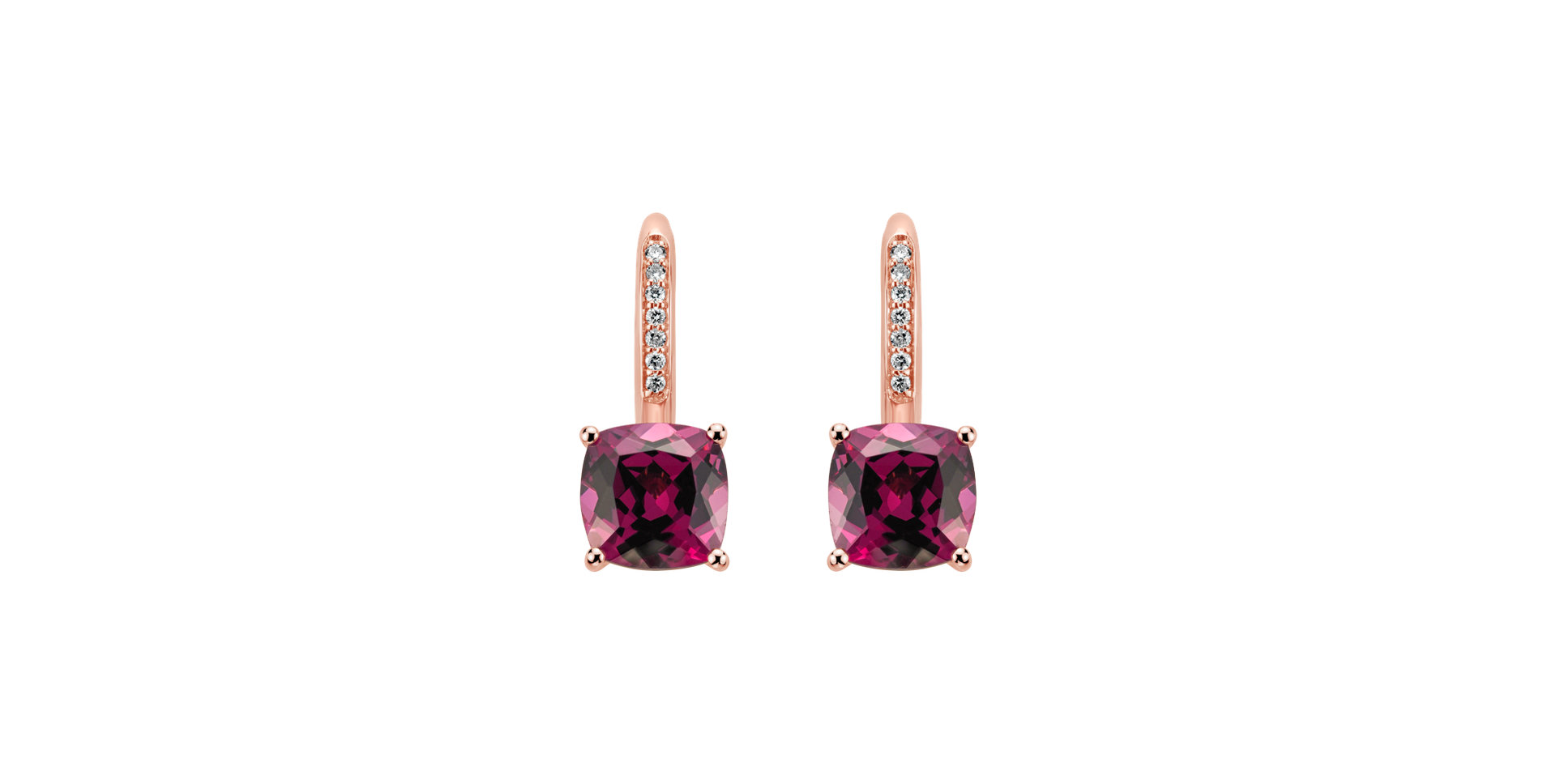 Diamond earrings with Rhodolite Calliope