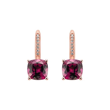 Diamond earrings with Rhodolite Calliope