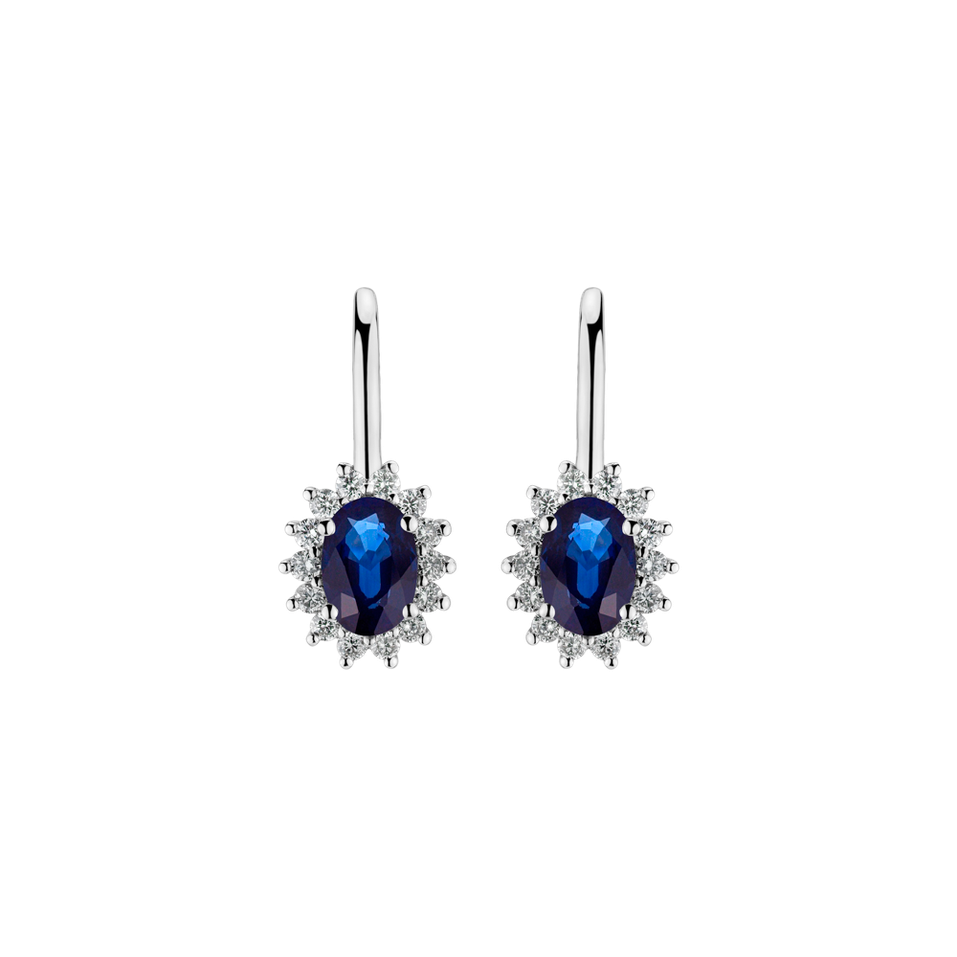 Diamond earrings with Sapphire Princess Spark