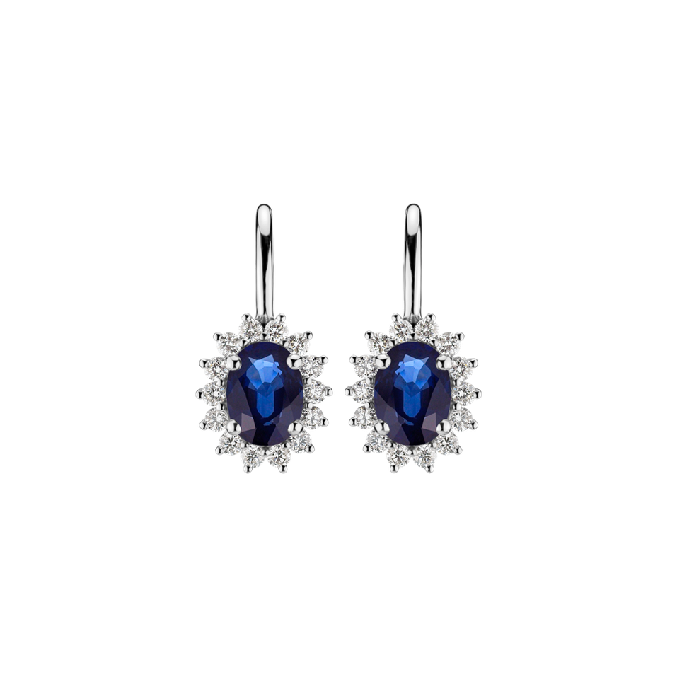 Diamond earrings with Sapphire Princess Spark