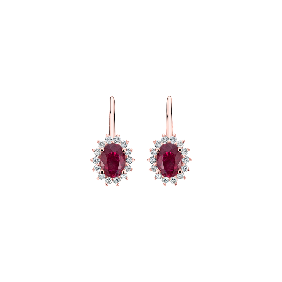 Diamond earrings with Ruby Princess