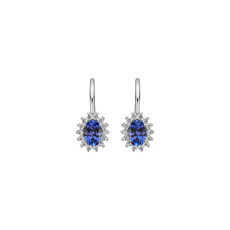 Diamond earrings with Tanzanite Princess Sparkle