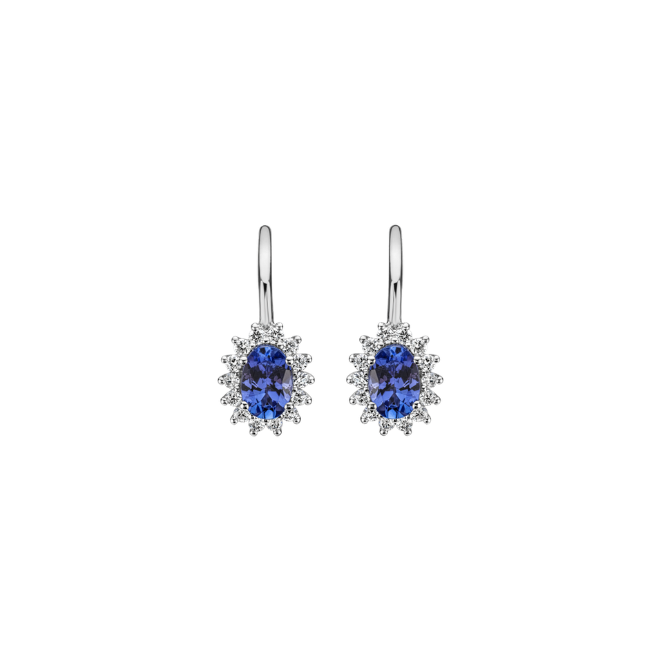 Diamond earrings with Tanzanite Princess Sparkle