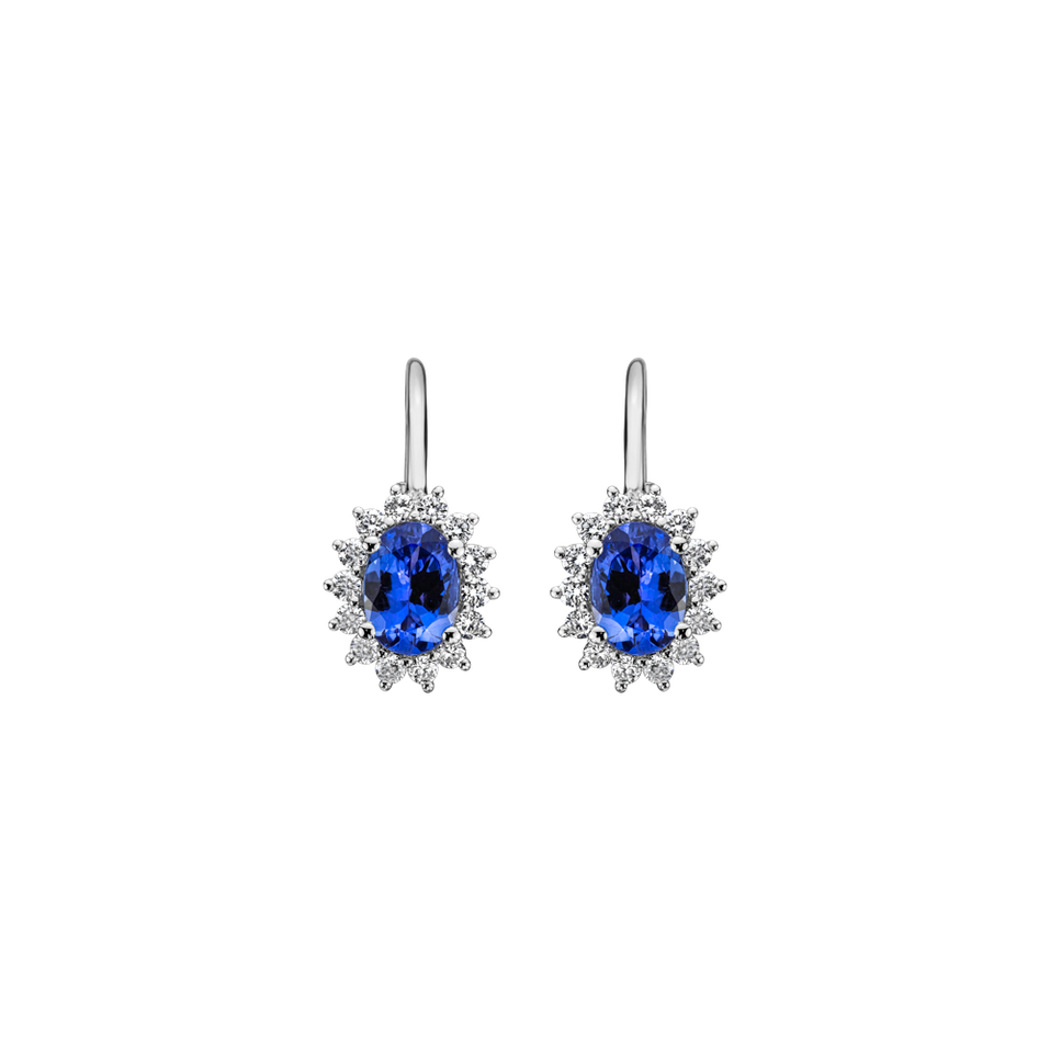 Diamond earrings with Tanzanite Princess Sparkle
