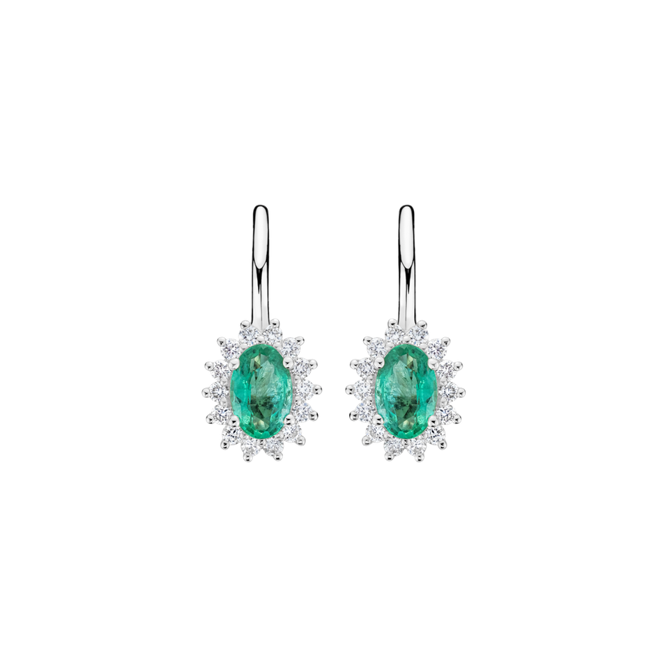Diamond earrings with Emerald Princess