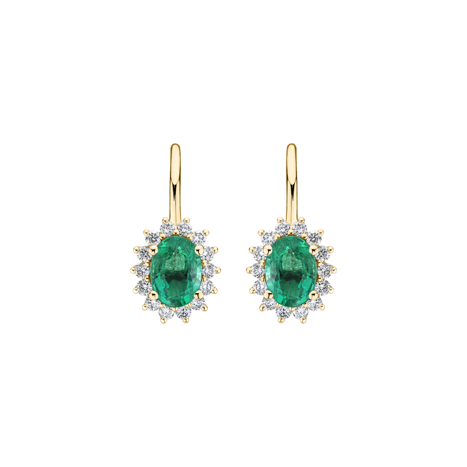 Diamond earrings with Emerald Princess