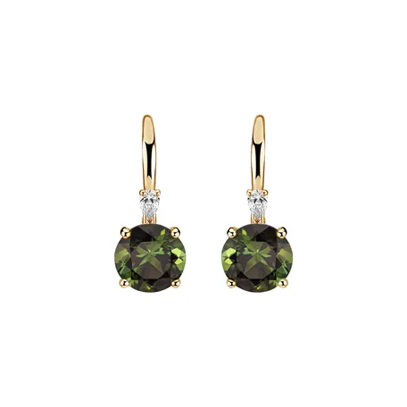 Diamond earrings with Tourmaline Noctir