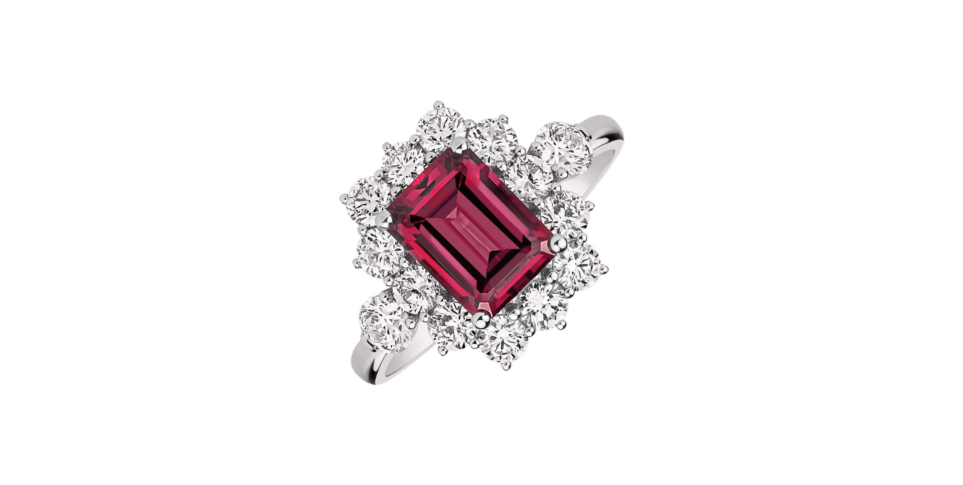Diamond ring with Rhodolite Wilhelmine