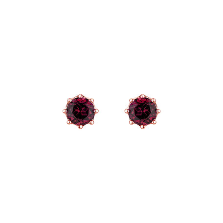 Earrings with Rhodolite Crown of Hearts