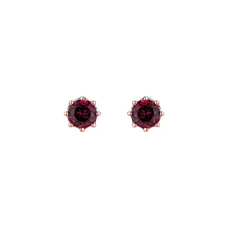 Earrings with Rhodolite Crown of Hearts