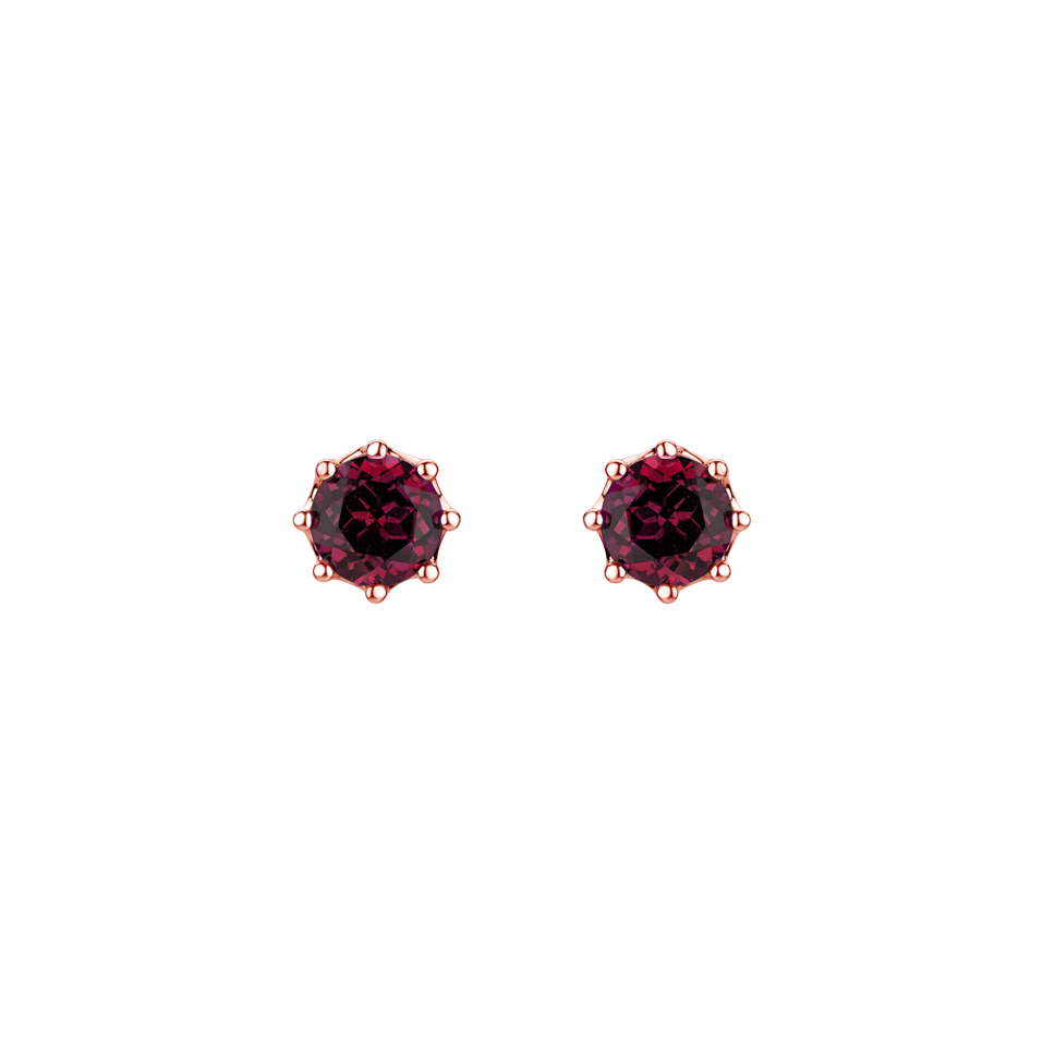 Earrings with Rhodolite Crown of Hearts