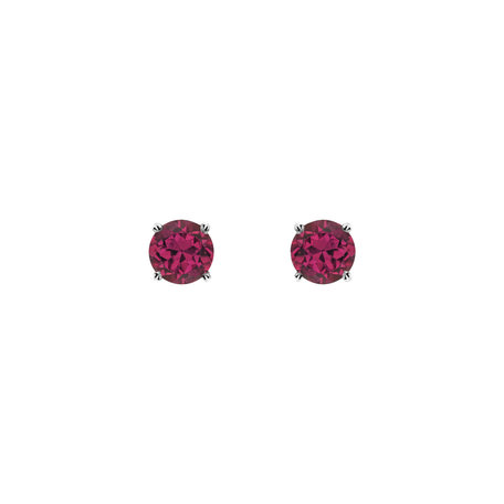 Earrings with Rhodolite Orbs